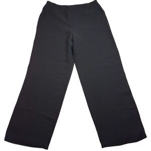 Laura‎ Ashley Womens Dress Pants Sz 12 Black Wide Leg Silk Blend Lined High Rise